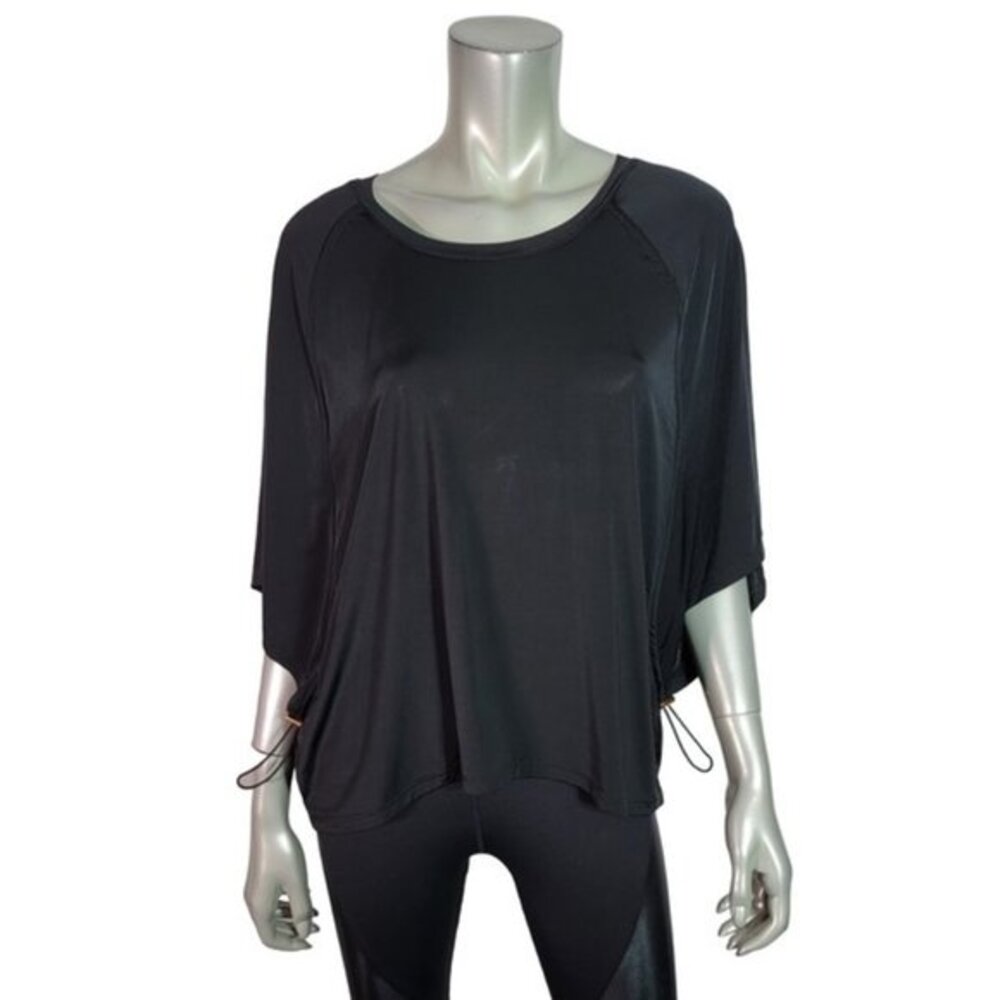 Buff Bunny Collection Canopy Crop Top Plus Size XXL Crew Neck Stretch Black NWT
